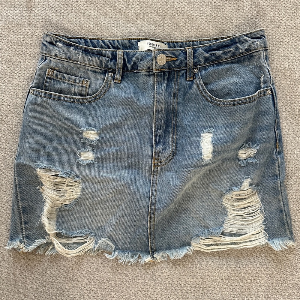 Forever21 Distressed Denim Mini Skirt